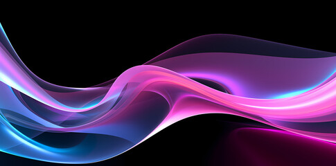 Wall Mural - neon lights flowing in the dark, in the style of light magenta and aquamarine, 3d, abstraction-création, colorful curves