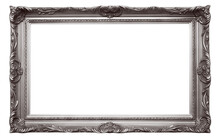 Rectangular Silver Frame With A Decorative Pattern, Cut Out
