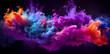 colors of clouds on a black background, in the style of gradient color blends, vibrant, neon colors, abstract form, symbolic-vibrant, high resolution, yellow and violet