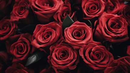 Wall Mural - Close up of a bunch of red roses