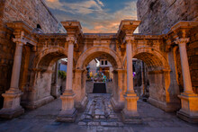 Sunset At The Historical Hadrian's Gate, Antalya, Türkiye.