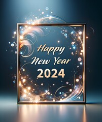 Poster - Happy new year 2024 magical frame.