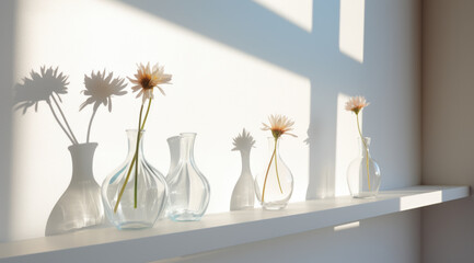 Wall Mural - Flowers in vase on white background