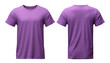Purple T-shirt Mockup, Front and back view, Transparent background, PNG file. Template for graphic design