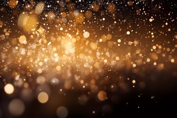 gold particles and sprinkles for holiday celebration, sparkling gold lights, wallpaper background. generative ai
