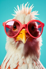 Poster - A close-up image of a bird wearing sunglasses. This picture can be used to add a touch of humor and uniqueness to various projects.