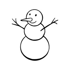 Aufkleber - Hand drawn illustration with black lines, isolated on white background. Snowman Sketches. Stock Vector. Doodle snowman. Decorative element for Christmas, New Year design