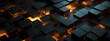 3d seamless background with copper, orange and black geometric shapes, in the style of dark lighting, softbox lighting