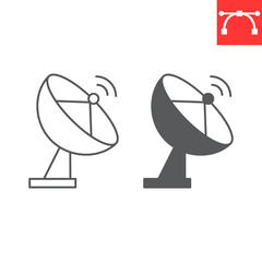 Fototapete - Satellite dish line and glyph icon, communication and radar, gps signal vector icon, vector graphics, editable stroke outline sign, eps 10.