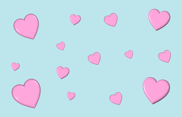 Wall Mural - Cute background with 3D heart.Love wallpaper with 3D pink heart.Graphic illustration backdrop.Valentine's day, wedding, love, anniversary, couple, engagement, marriage.