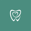Dentist logo design template. Tooth with heart creative symbol. Dental clinic vector sign mark icon.