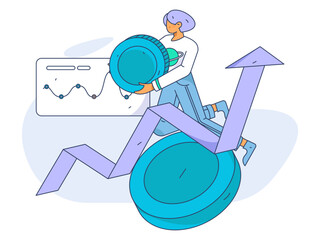 Internet financial management investment flat vector concept operation hand drawn illustration
