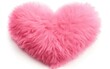 © your_inspiration - Big pink fluffy heart isolated on white background. Plush, shaggy decoration. Valentines day, engagement or wedding party poster. AI Generative