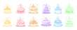 Birthday cake party element set vector design. 2d Birthday cake collection with colorful and yummy flavor. Vector illustration concept
