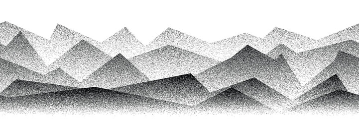 Poster - Imitation of a mountain landscape, noisy stippled grainy texture, banner