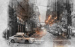 Illustration witn New York street, USA