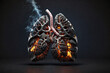 Image of a smoker's lungs on a dark background medical concept 3d illustration