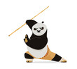 Panda with a bamboo stick. Kung Fu. Vector illustration