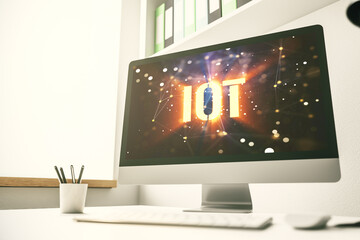 Aufkleber - Creative IOT concept on modern laptop screen. 3D Rendering