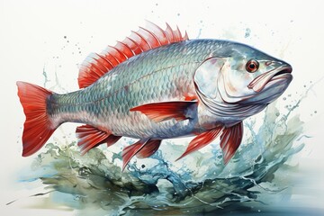 Wall Mural - fish on a white background