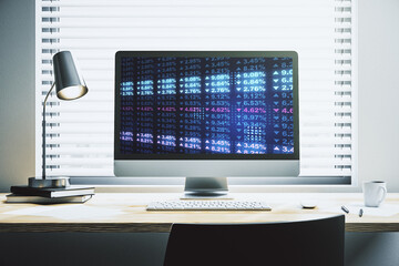Poster - Abstract creative stats data concept on modern laptop screen. 3D Rendering