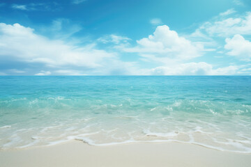 Sticker - Beautiful sandy beach with blue sky background