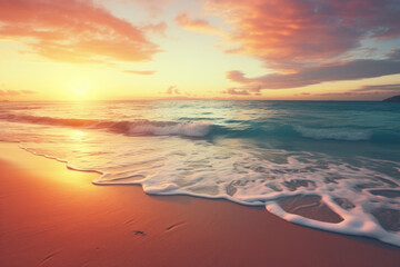 Wall Mural - Beautiful sunset on the beach, seascape background