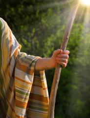 Poster - Man's hand with a wooden staff