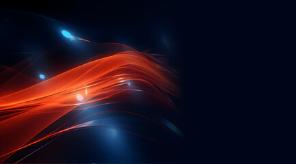 Poster - Partial abstract background with dynamic wavy lines on a dark background. Futuristic technology wallpaper.