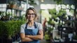 Owners women entrepreneurs smiling attractive wearing apron in potted plant store, Small business concept.