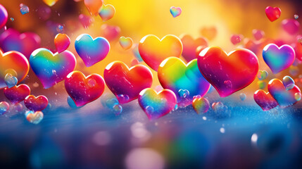 Wall Mural - Rainbow bubbles in heart shape, valentine's day and love motive, generated with ai