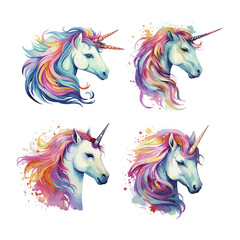  Watercolor cute cartoon unicorn