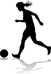 Sticker - A female soccer football player woman in silhouettes