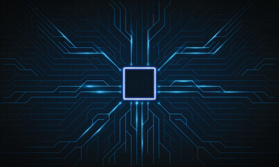 Poster - Circuit board. Technology background. Central Computer Processors CPU concept. Motherboard digital chip.