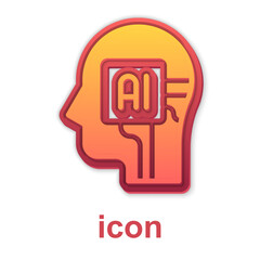 Poster - Gold Humanoid robot icon isolated on white background. Artificial intelligence, machine learning, cloud computing. Vector