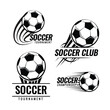 © Happy Man - Soccer ball football tournament set icons. Symbol or emblem. vector illustration