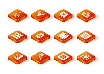 Poster - Set Cloud technology data transfer, Photo retouching, Server, Data, Artificial intelligence AI, Neural network, and Binary code icon. Vector