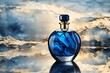 round shaped blue marble perfume flacon mockup,
