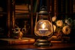 Vintage Oil Lamp in Victorian Study