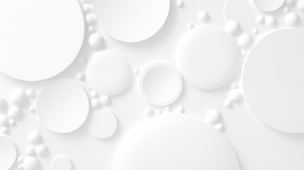 Poster - Abstract white background with random circles and soft shadows. Light back