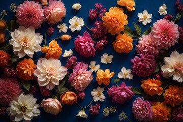 Poster - Top view multicolored floral texture, background