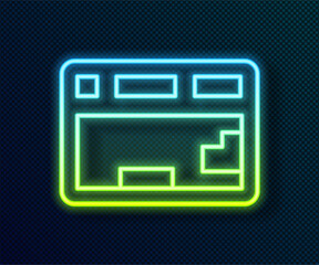Poster - Glowing neon line Computer keyboard icon isolated on black background. PC component sign. Vector