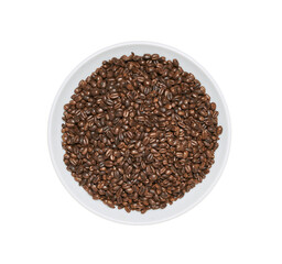 Poster - top view flat lay roasted black chocolate wheat malt grain barley isolated in white bowl background