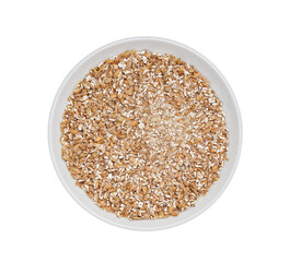 Poster - top view flat lay wheat malt grain barley isolated in white bowl background