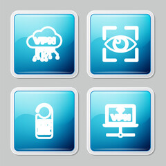 Poster - Set line Cloud VPN interface, Eye scan, Please do not disturb and Computer network icon. Vector