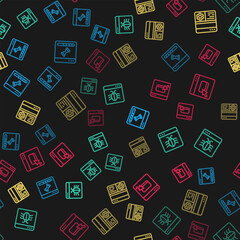 Poster - set line loading data window, system bug, debugging and browser files on seamless pattern. vector