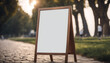 A white blank mockup template for a sandwich board or outdoor advertising stand