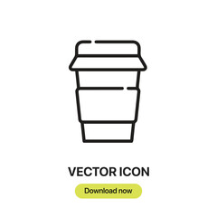 Fototapete - Coffee icon vector. Linear-style sign for mobile concept and web design. Coffee symbol illustration. Pixel vector graphics - Vector.