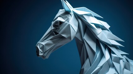 Sticker - A horse made of paper is shown on a dark background, AI