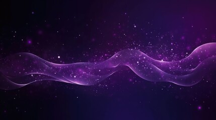 Wall Mural - digital purple particles wave and light abstract background with shining dots stars